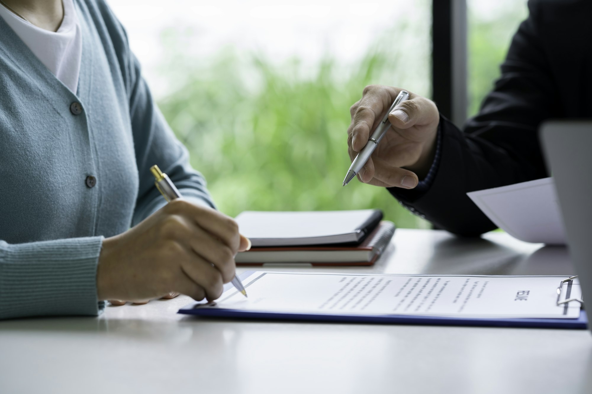 Recruitment concepts, Business people hold a resume and talk to job applicants for job interviews ab